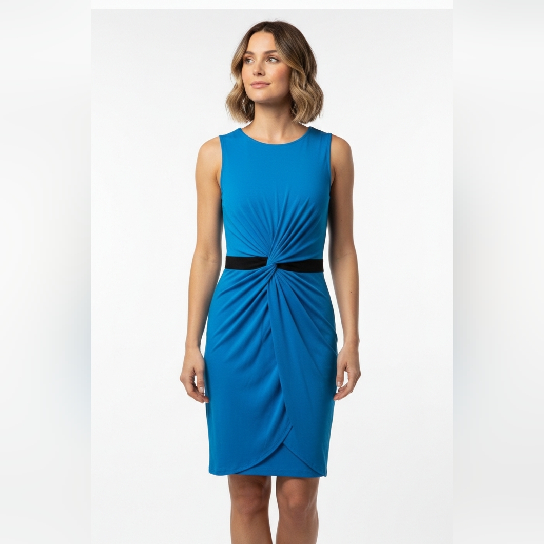 Nwt Vince Camuto Teal Blue Ruched Minimalist Sleeveless Beachy Dress S